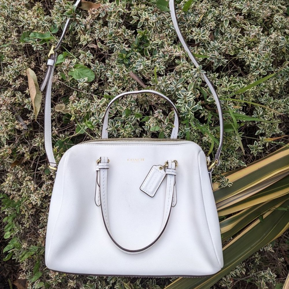 Coach Crossbody white leather handbag - $100